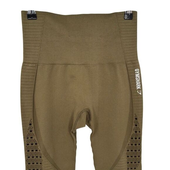 Gymshark Seamless Lace Cut Out Leggings Green See Measurements For Size - Picture 3 of 8